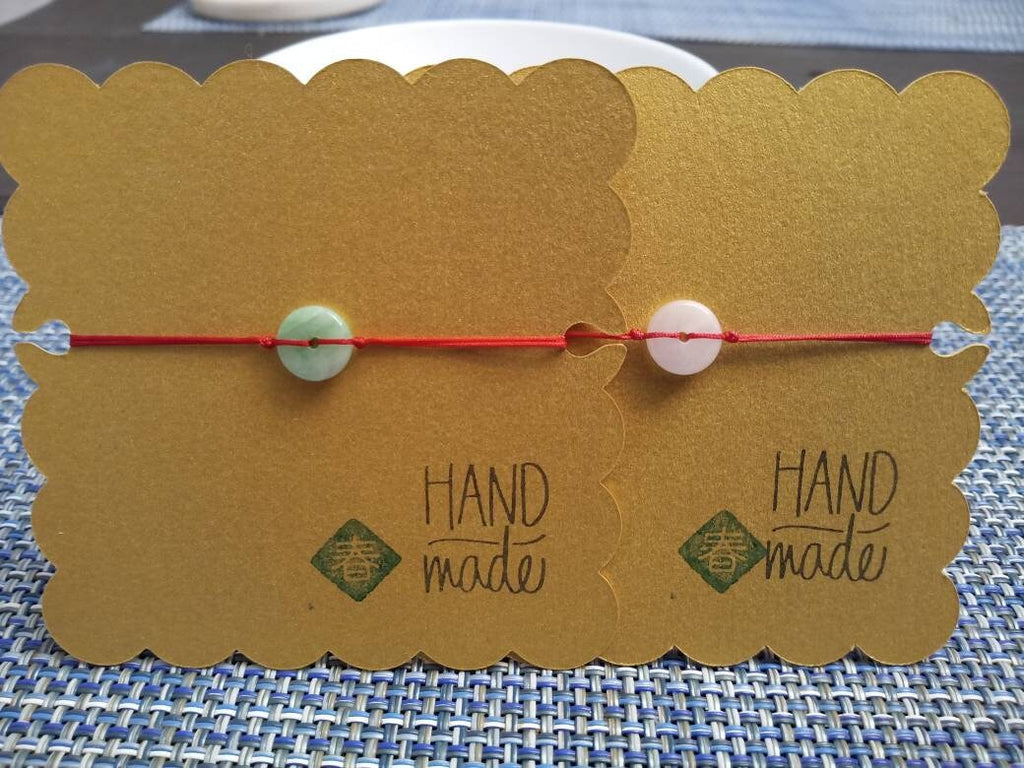 Natural Jadeite Jade Donut Red String Rope Thread Bracelet