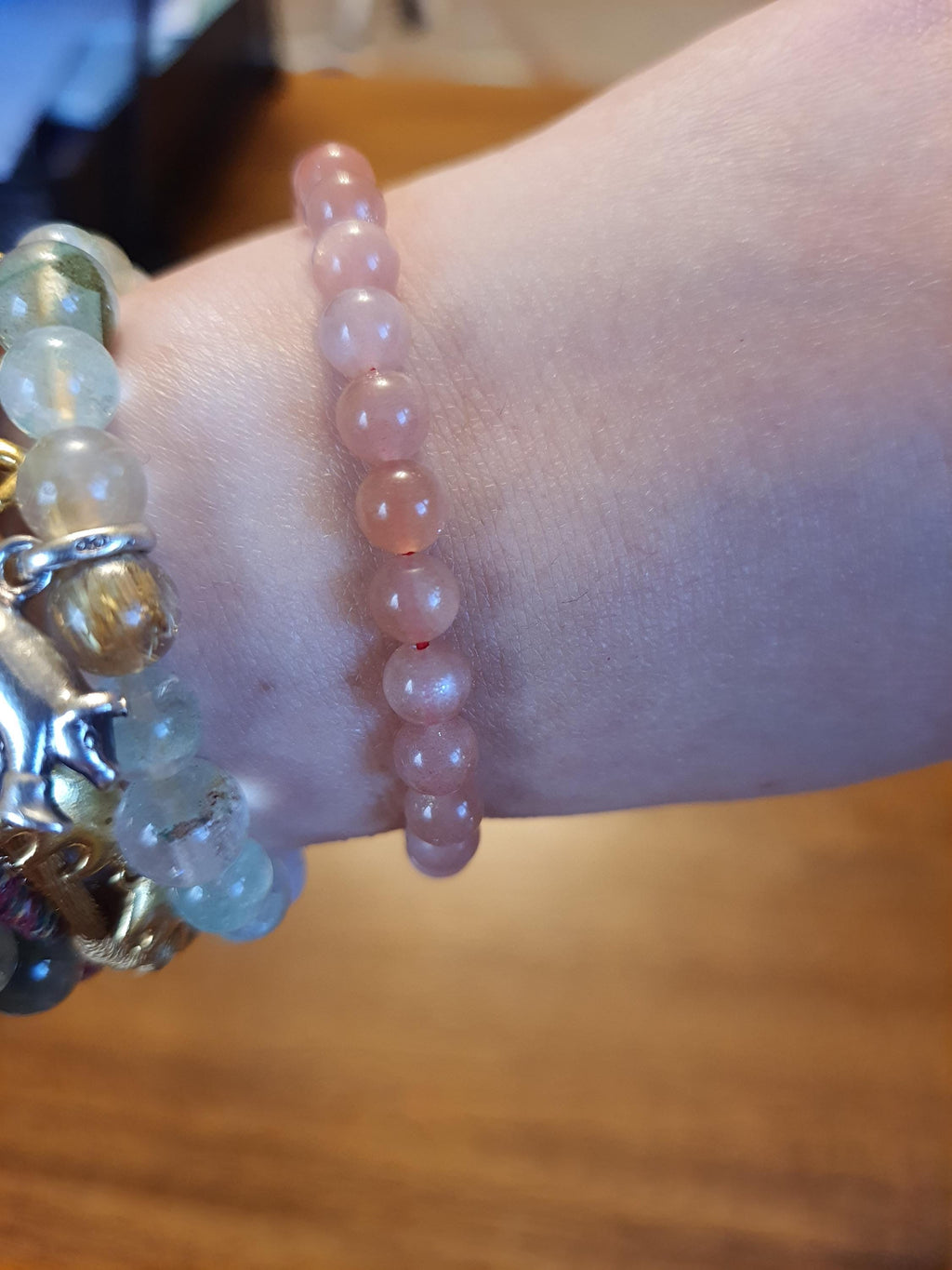 Natural Sunstone Beads Red String Shamballa Meditation Bracelet