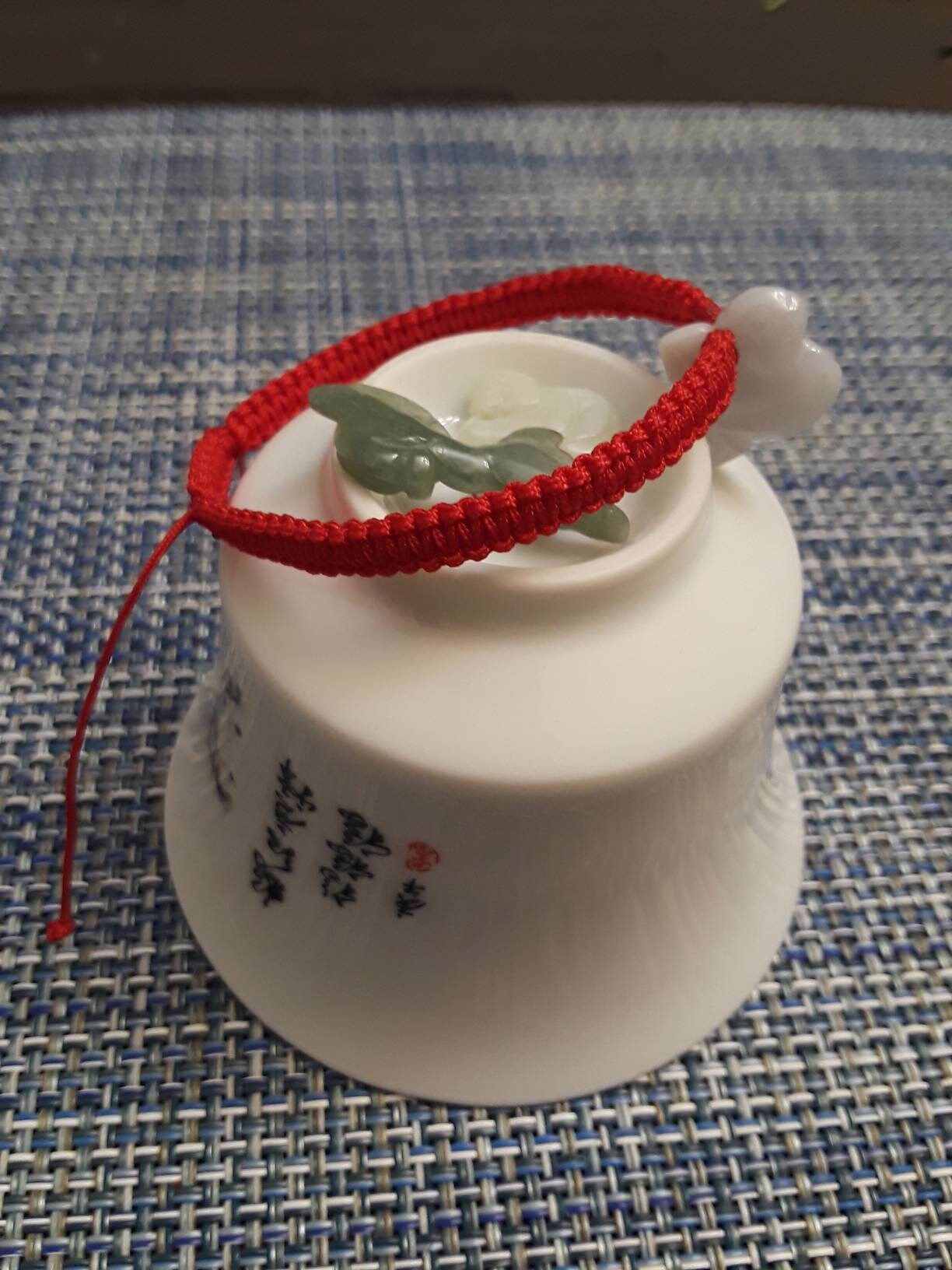 Lucky Chinese Red String Bracelet with Chinese Zodiac Jade Shamballa Bead (Monkey)