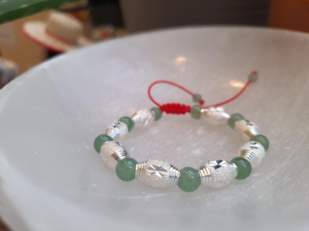 Sterling Silver Frosted Star Bead Lucky Chinese Red String Shamballa Bracelet