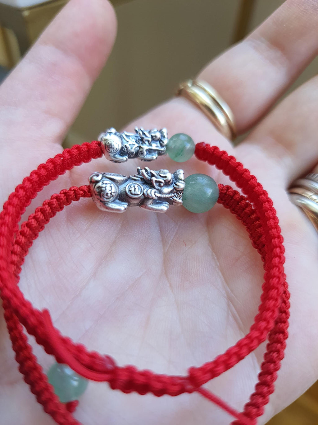 Sterling Silver Pixiu Chinese Red String Shamballa Bracelet紅繩手鍊
