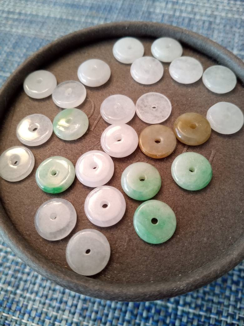 Natural Jadeite Jade Donut Red String Rope Thread Bracelet