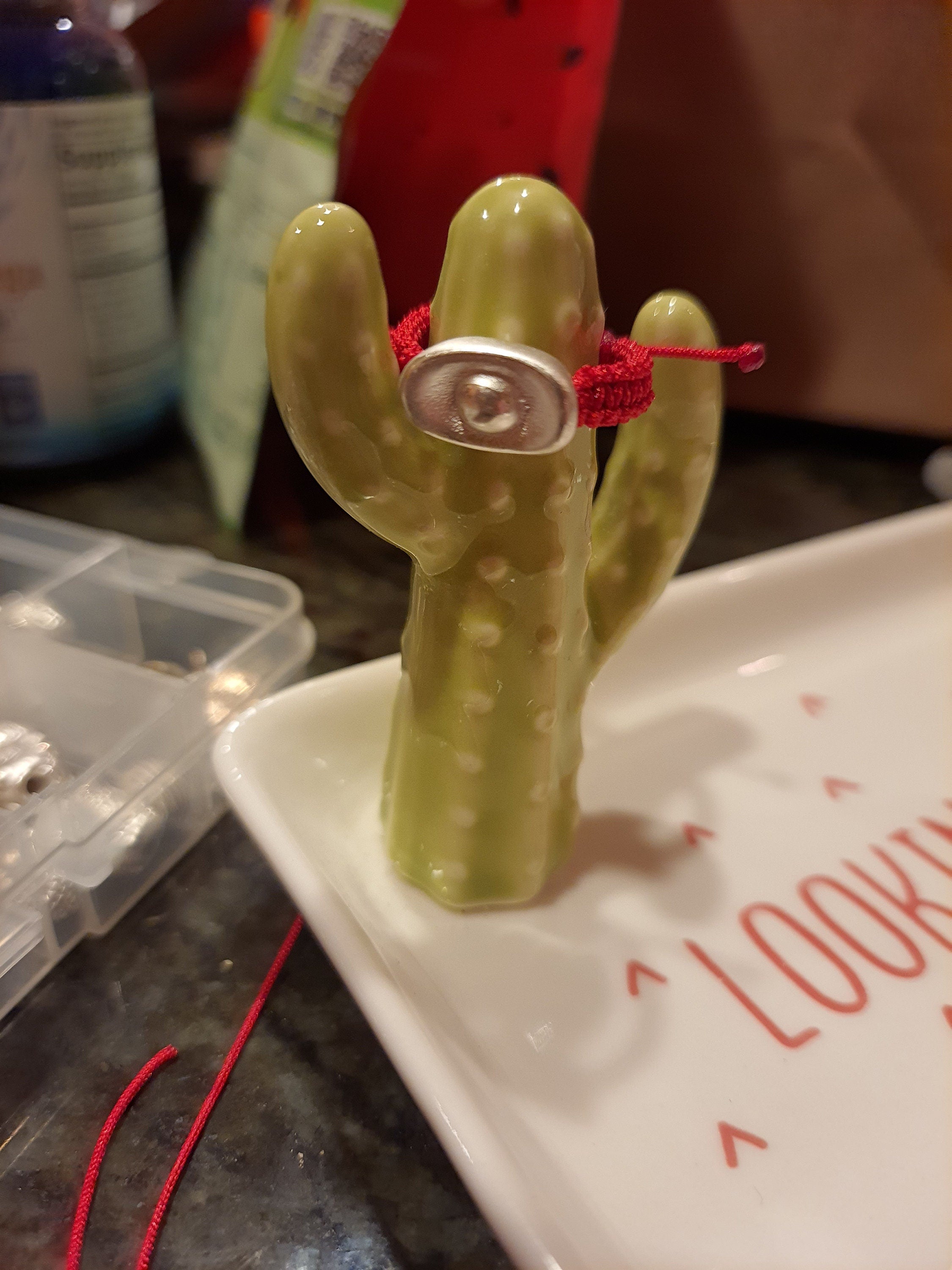 925S Sterling Silver Money/Ingot Lucky Red String Shamballa Ring