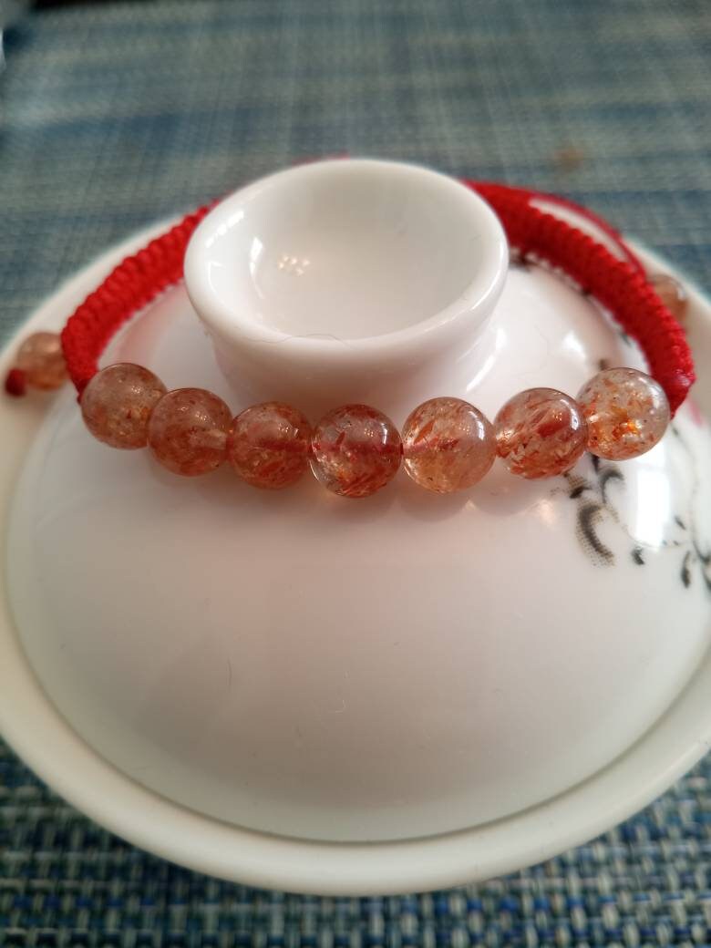 Natural Sunstone Red String Bracelet