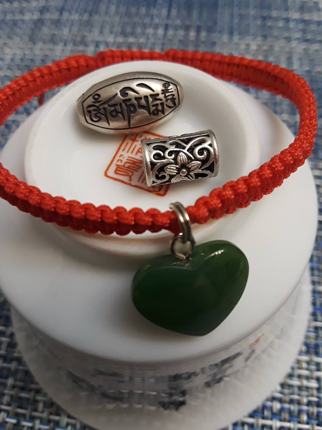 Sterling Silver Six Bright Words Mantra Or Floral Charm Lucky Red String Shamballa Bracelet