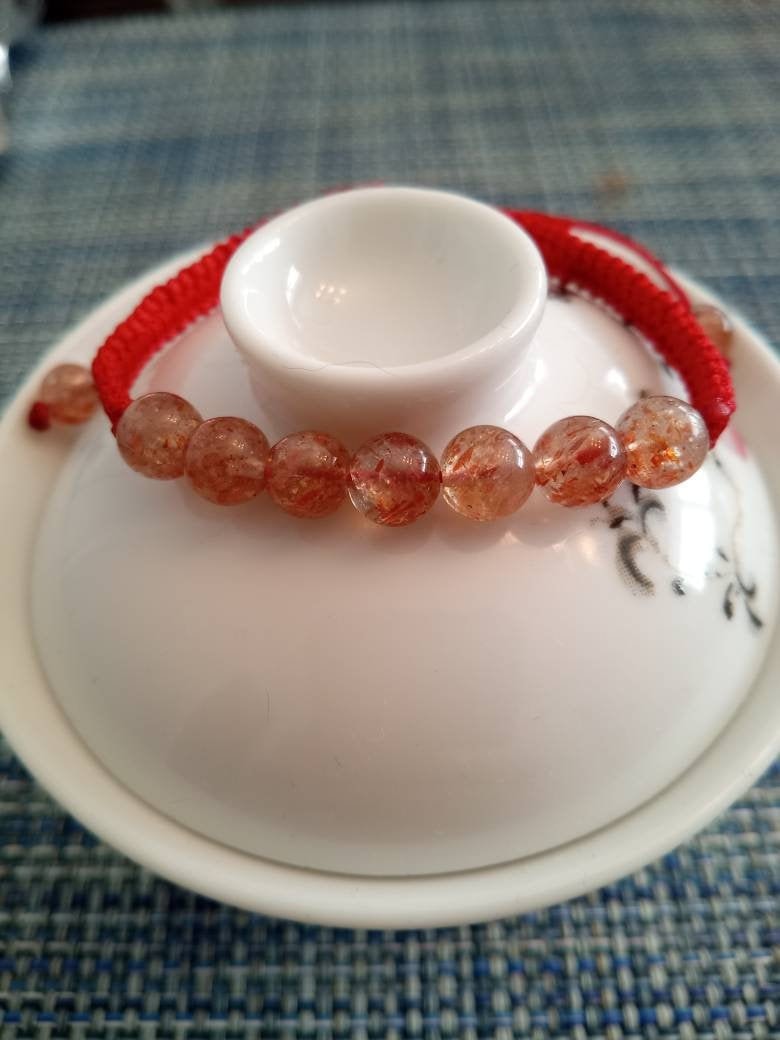 Natural Sunstone Red String Bracelet