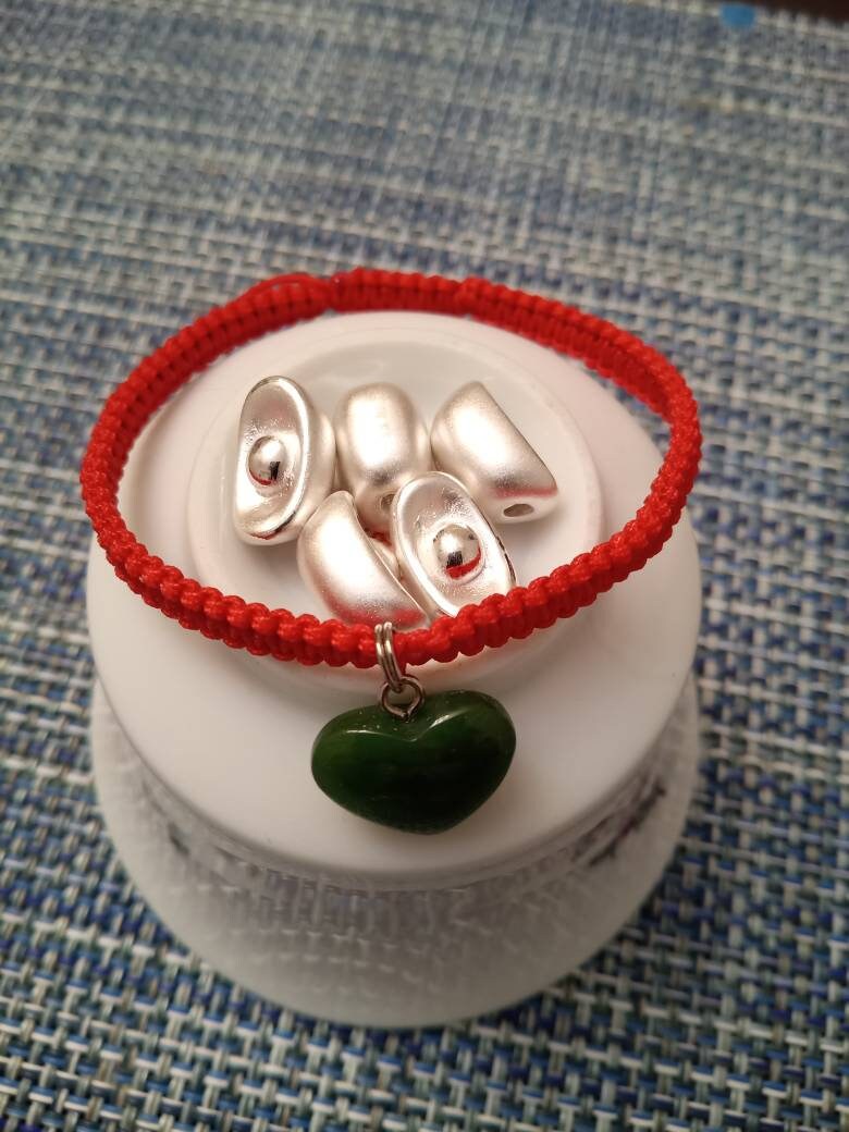 Sterling Silver Chinese Ingot Money Lucky Chinese Red String Shamballa Bracelet 純銀幸運紅繩手鍊