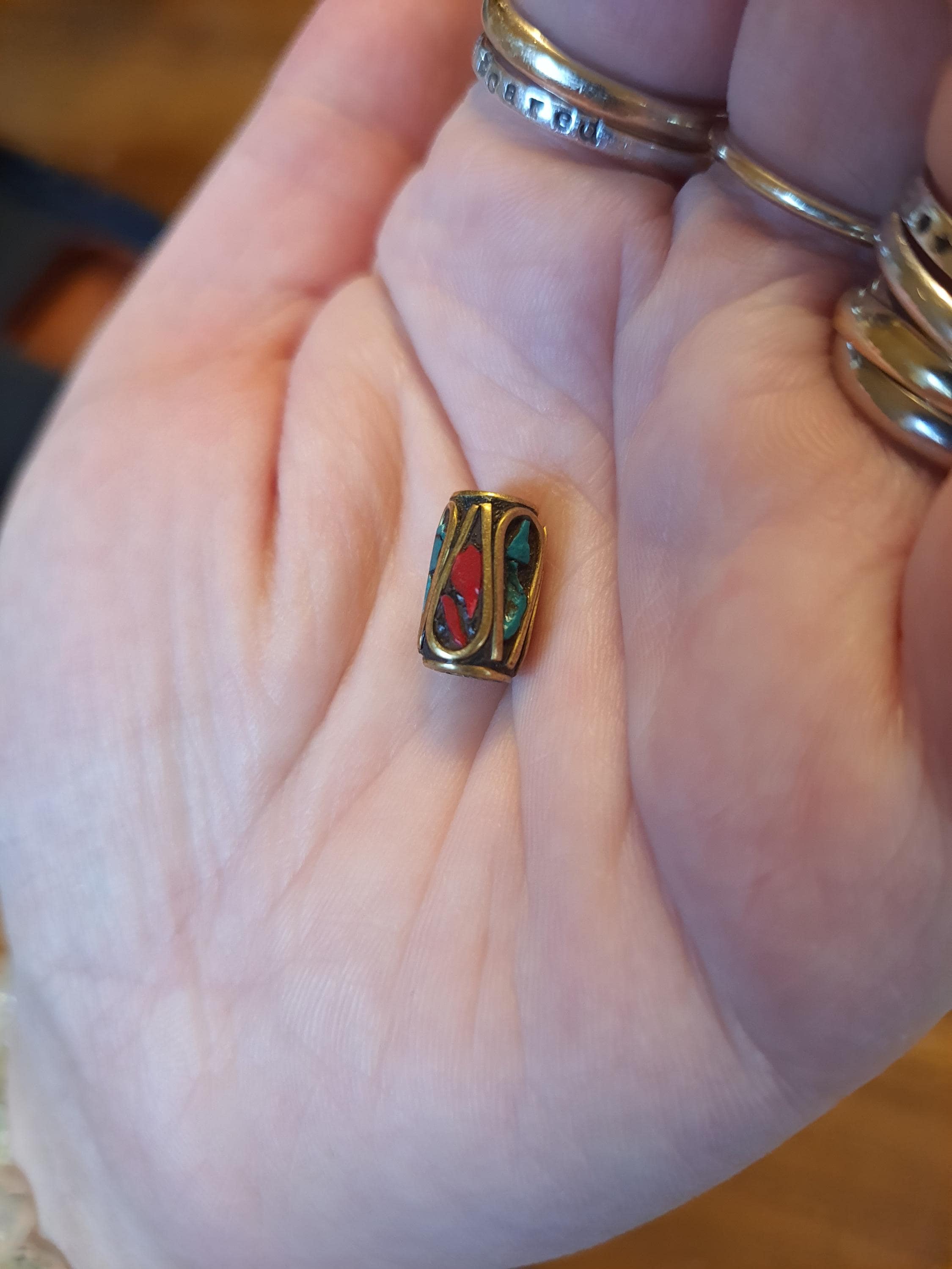 Tibetan Coral and Turquoise Brass Bead Red String Shamballa Meditation Bracelet轉運紅繩手鍊