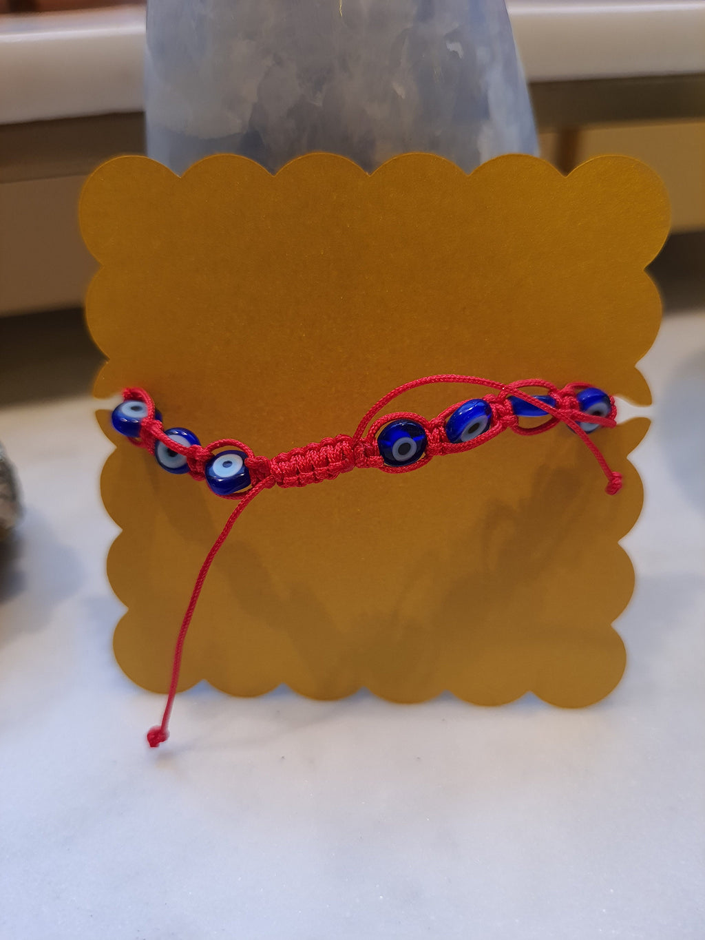 Blue Glass Evil Eye Bead Red String Shamballa Bracelet 轉運紅繩手鍊