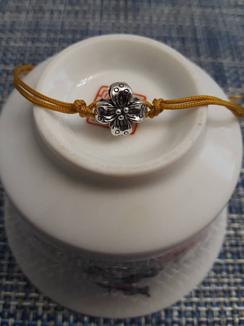 Sterling Silver Chinese Year of Ox (2021) Lucky Chinese Red Or Dark Gold String Bracelet