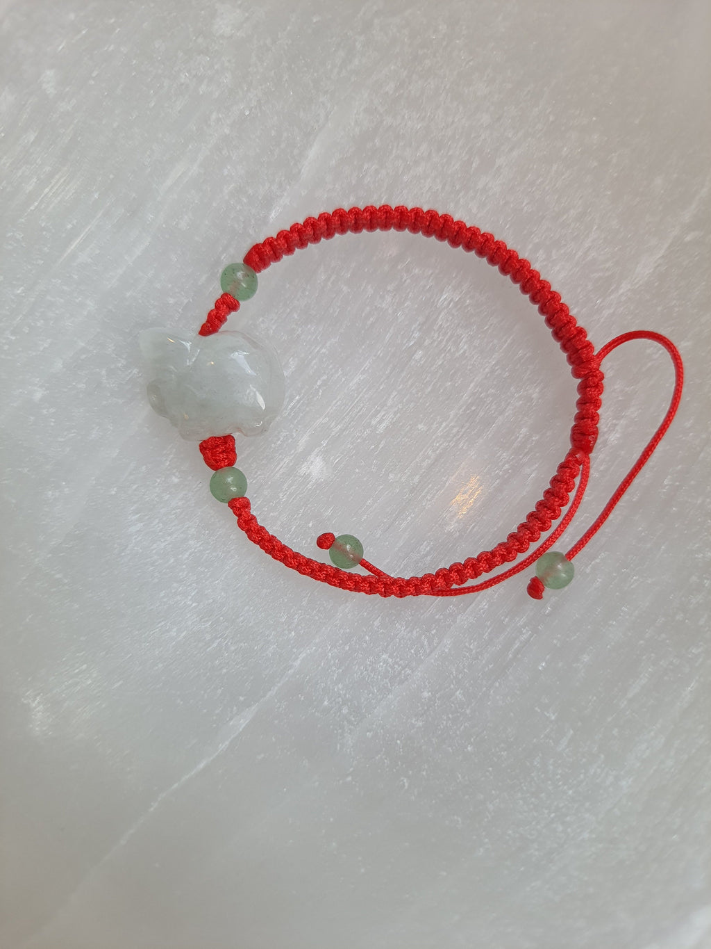 Natural Burmese Jadeite Jade Pig Zodiac Charm Red String Shamballa Bracelet