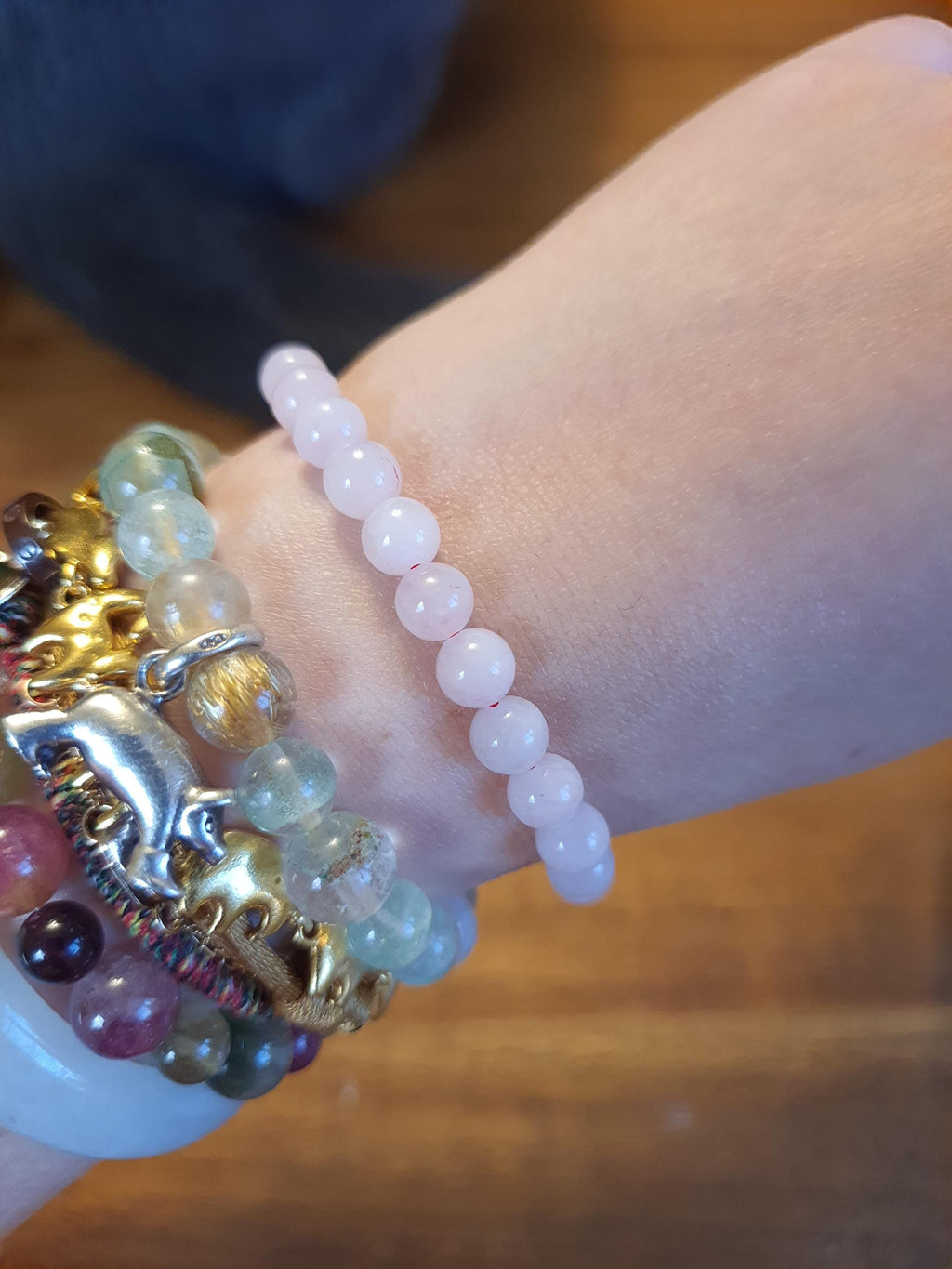 Natural Rose Quartz Beads Red String Shamballa Meditation Bracelet