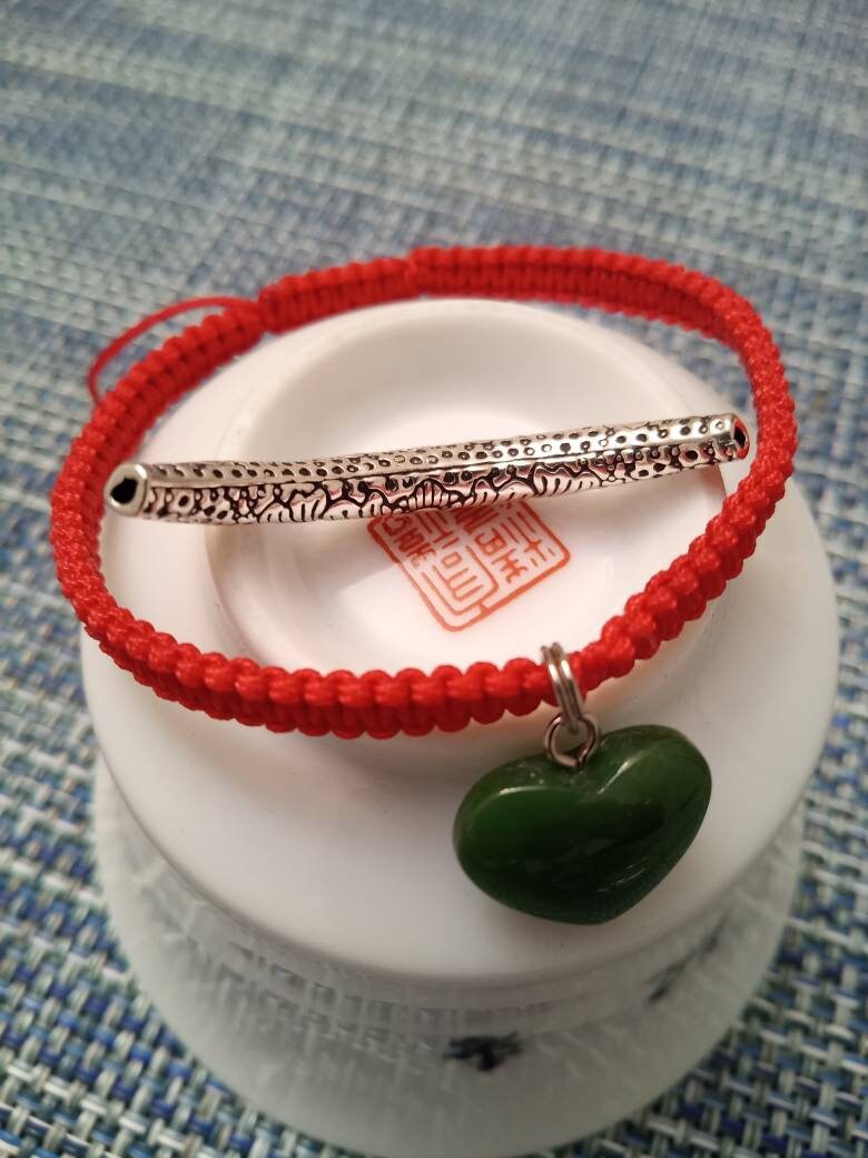 Sterling Silver Flower Curve Tube Lucky Chinese Red String Shamballa Bracelet