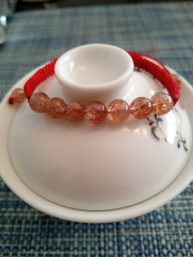 Natural Sunstone Red String Bracelet
