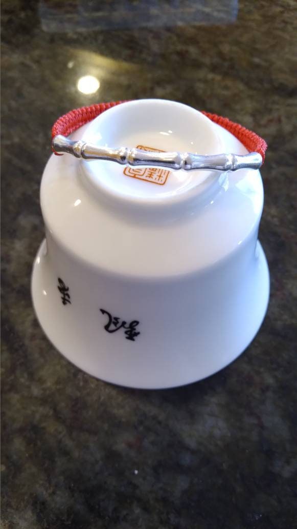 Sterling Silver Bamboo Tube Lucky Chinese Red String Shamballa Bracelet