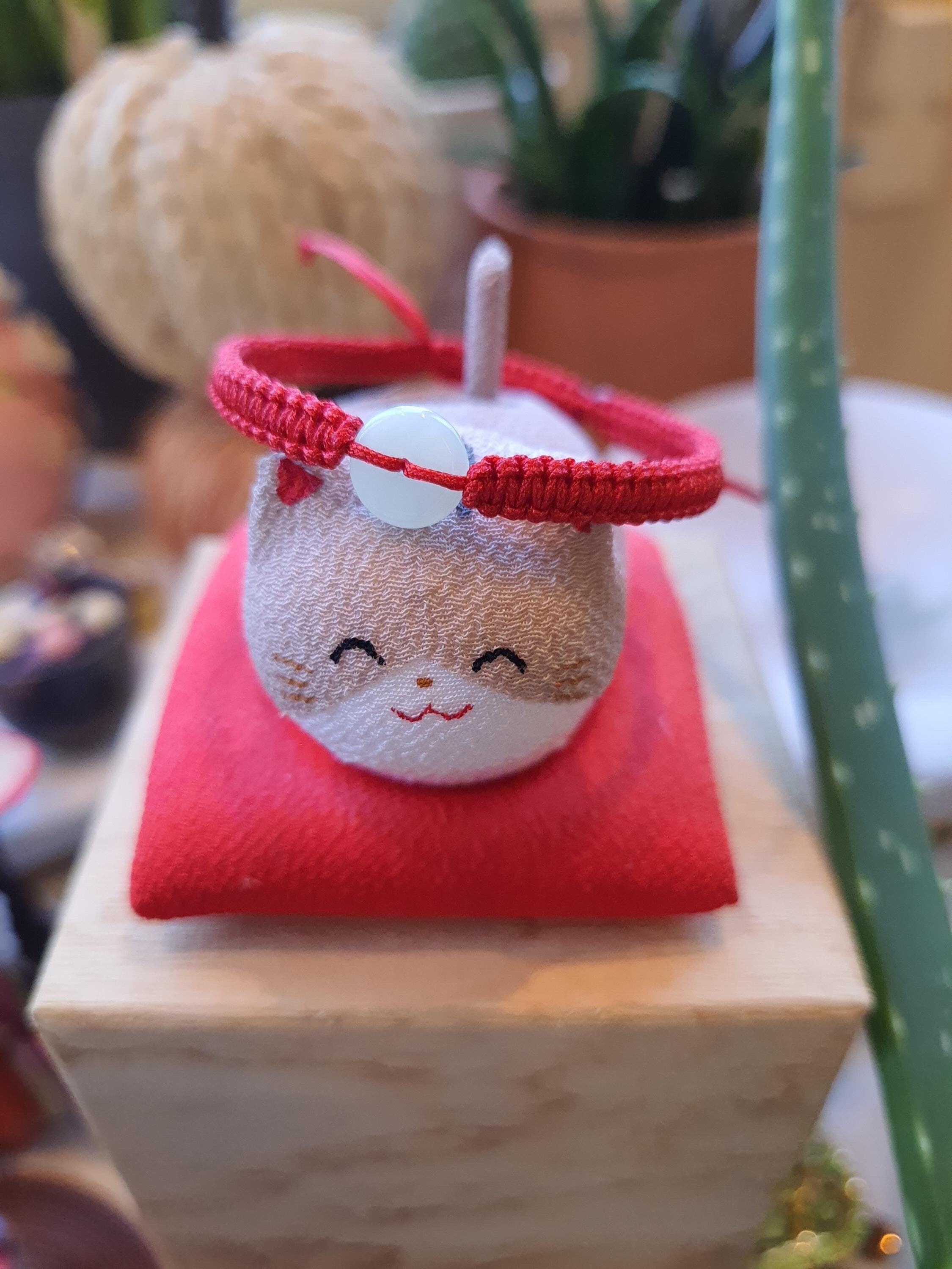 Natural Jadeite Jade Donut Red String Rope Thread Shamballa Bracelet