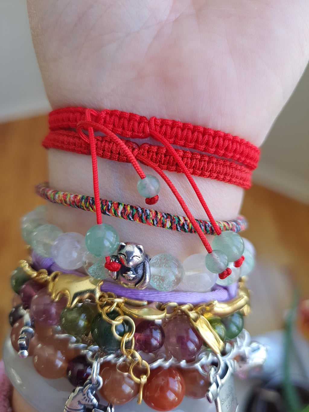 Sterling Silver Pixiu Chinese Red String Shamballa Bracelet紅繩手鍊