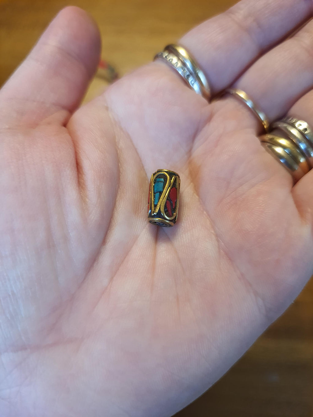 Tibetan Coral and Turquoise Brass Bead Red String Shamballa Meditation Bracelet轉運紅繩手鍊