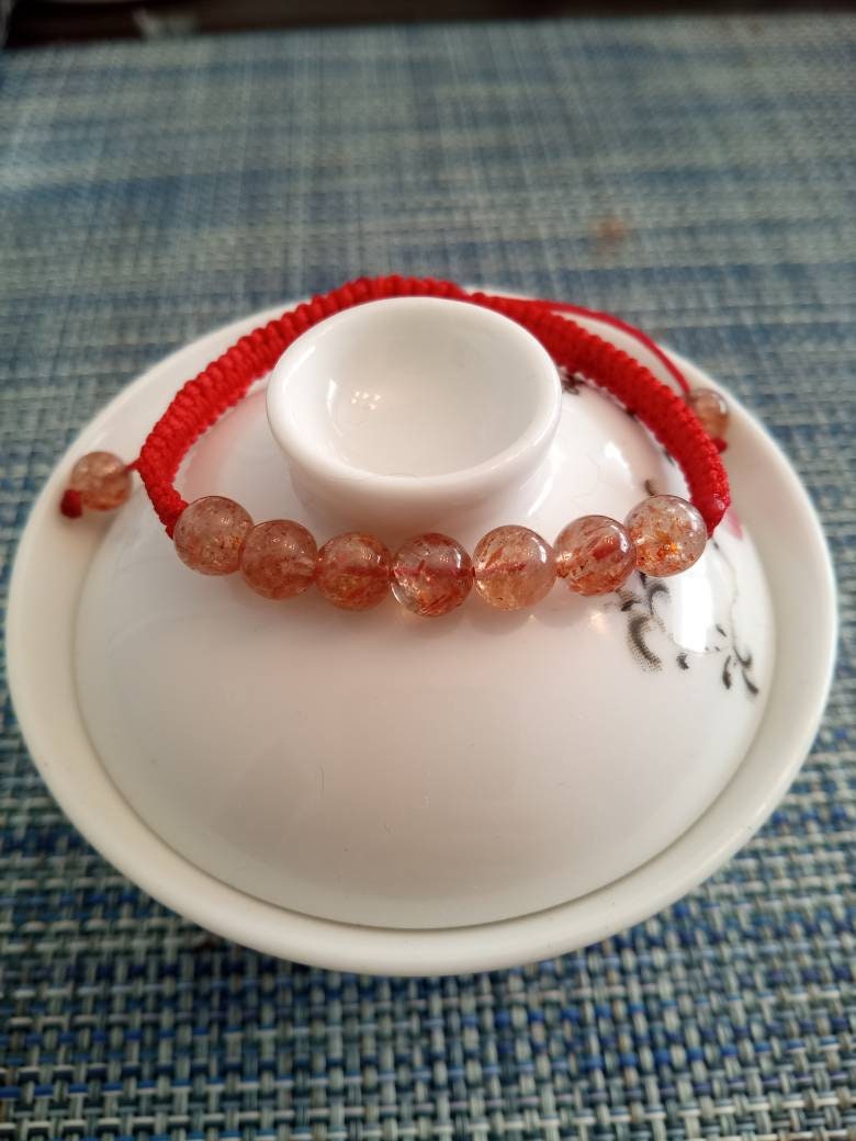 Natural Sunstone Red String Bracelet