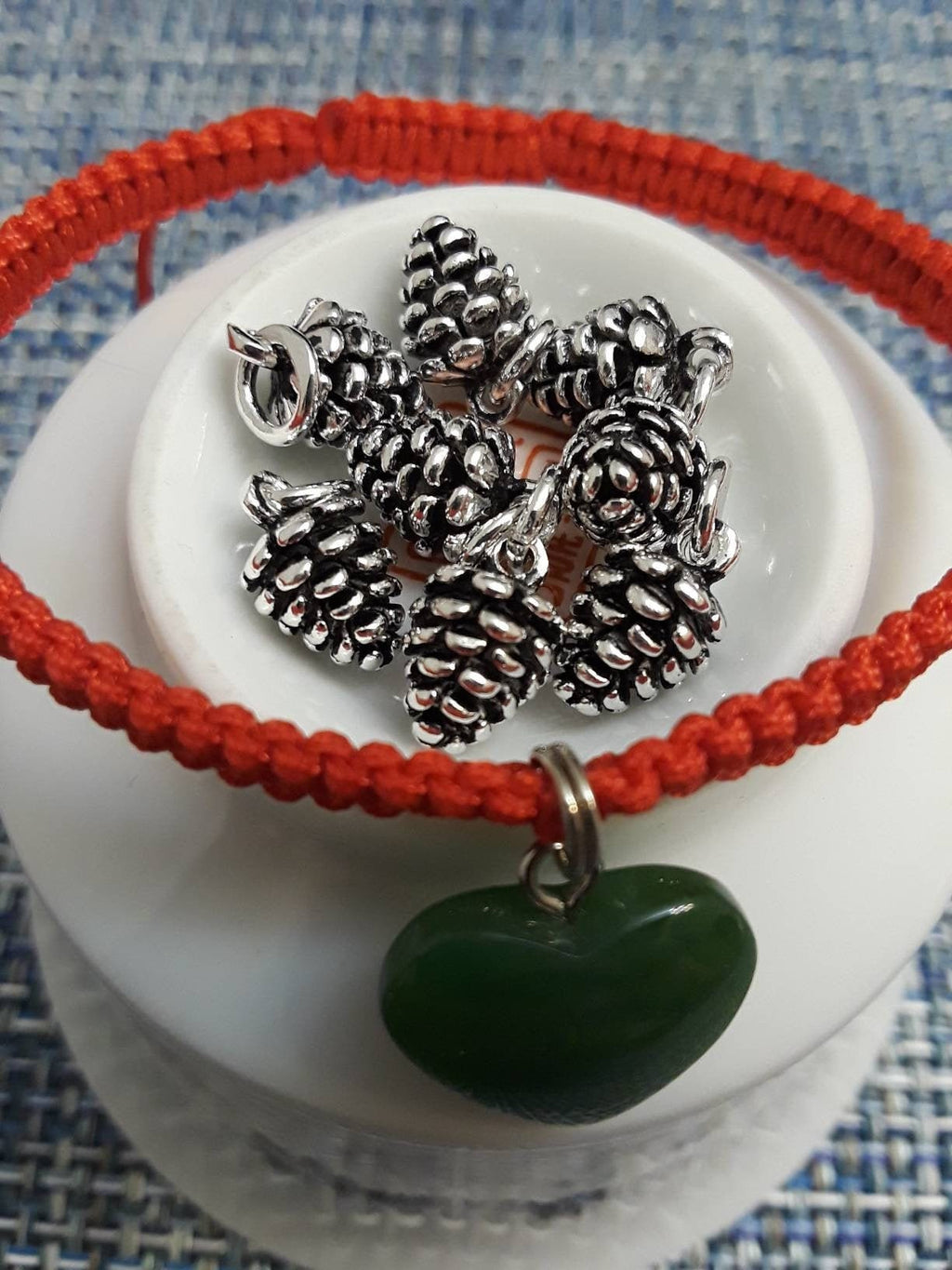 Sterling Silver Pine Cone Lucky Chinese Red String Shamballa Bracelet Christmas Gift