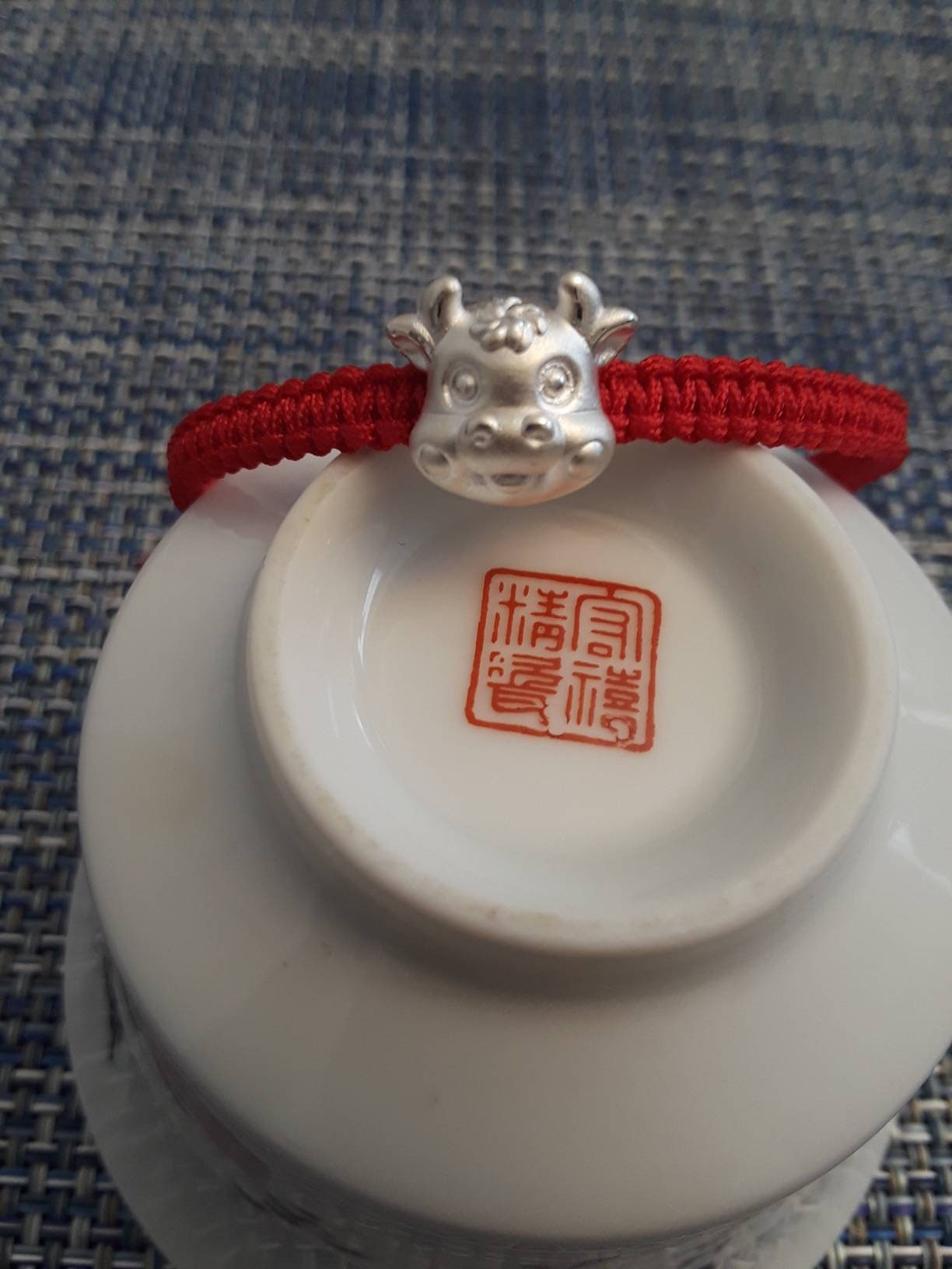 Sterling Silver Chinese Year of Ox (2021) Lucky Chinese Red String Shamballa Bracelet 純銀幸運紅繩手鍊 牛年行大運 牛轉乾坤
