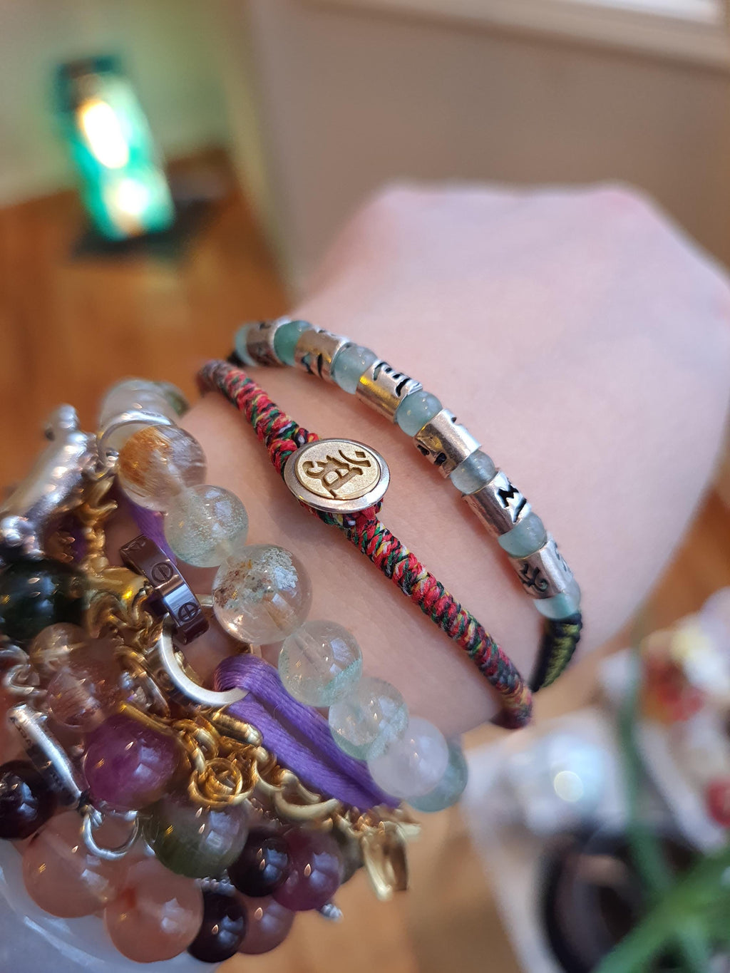 RED String Sterling Silver Six True Words Mantra String Bracelet