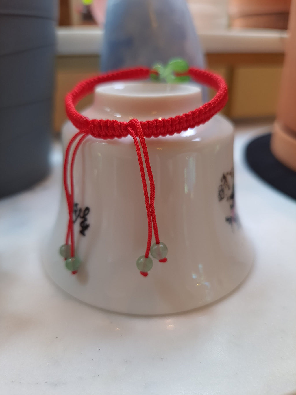 Canadian Nephrite Jade Infinity Twist Charm Chinese Red String Shamballa Bracelet轉運紅繩手鍊