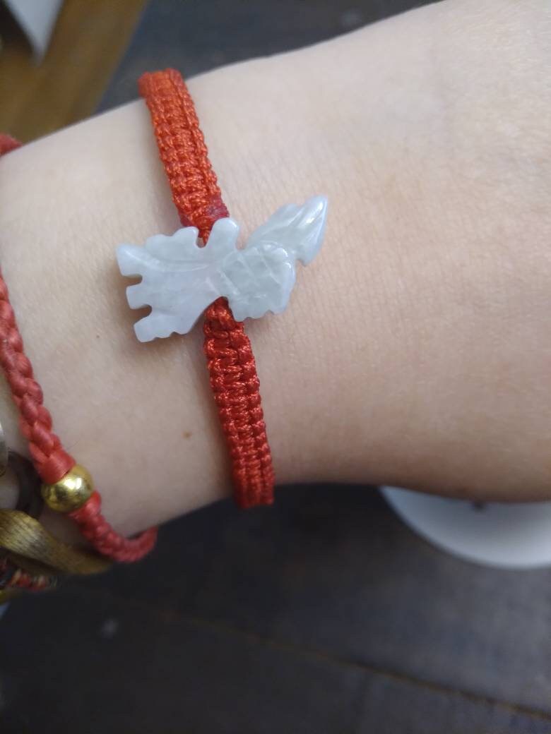 Natural Burmese Jadeite Jade Chinese Zodiac Charm Red String Shamballa Bracelet (Rabbit, Dragon, Rat and Many More)