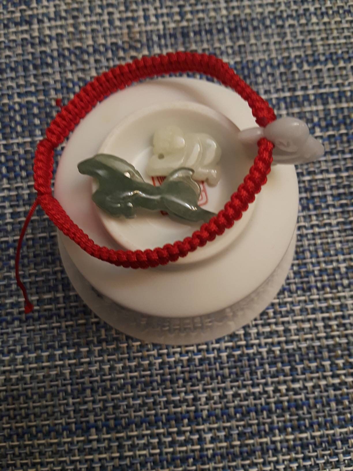 Lucky Chinese Red String Bracelet with Chinese Zodiac Jade Shamballa Bead (Monkey)