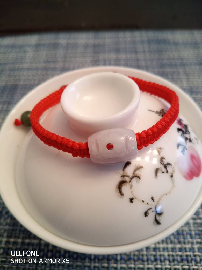 Chinese Money Barrel Burmese Jadeite Jade Lucky Red String Shamballa Bracelet