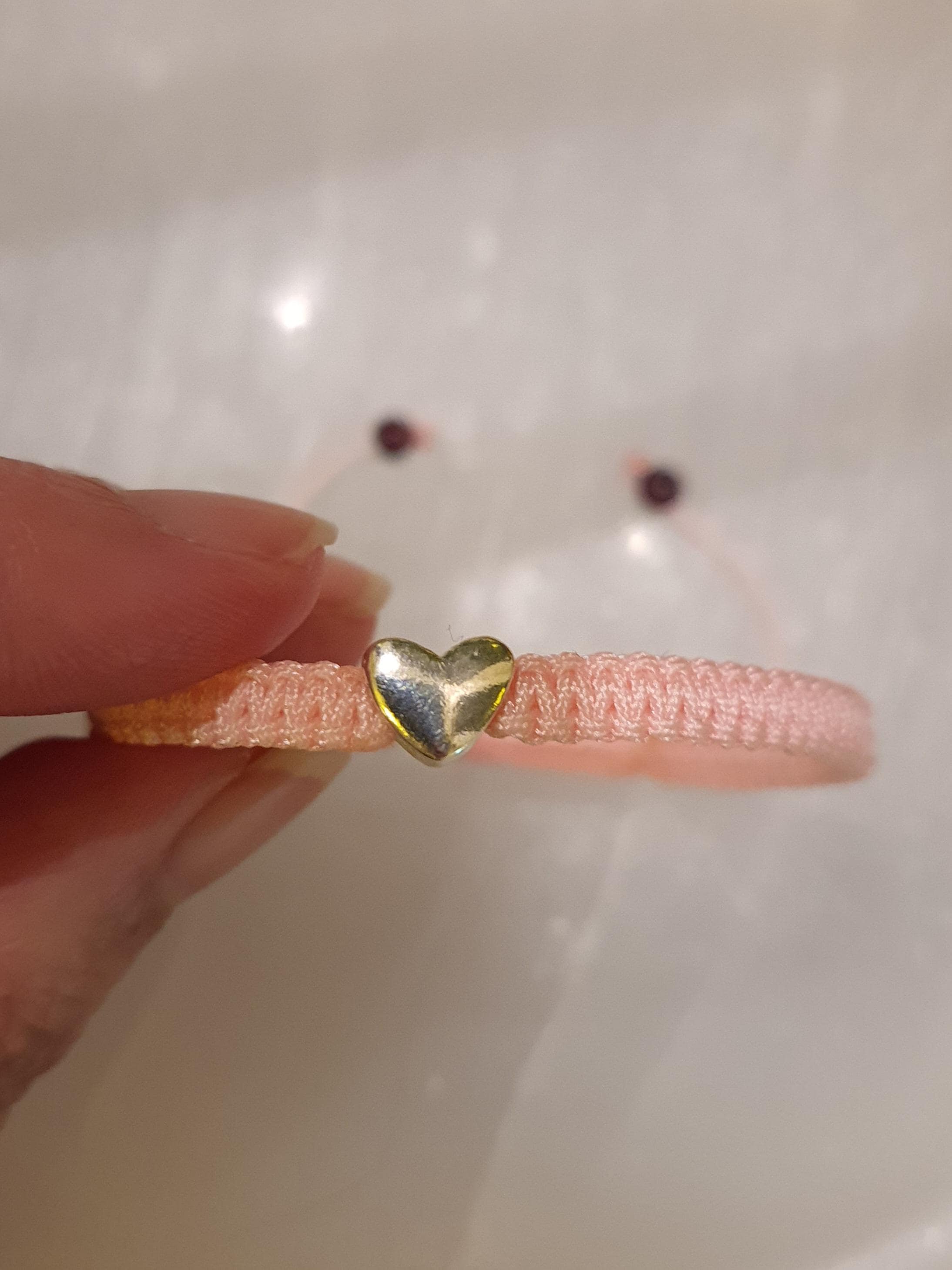 925S Silver Heart Pink String Shamballa Bracelet