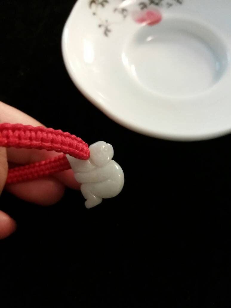 Lucky Chinese Red String Bracelet with Chinese Zodiac Jade Shamballa Bead (Monkey)