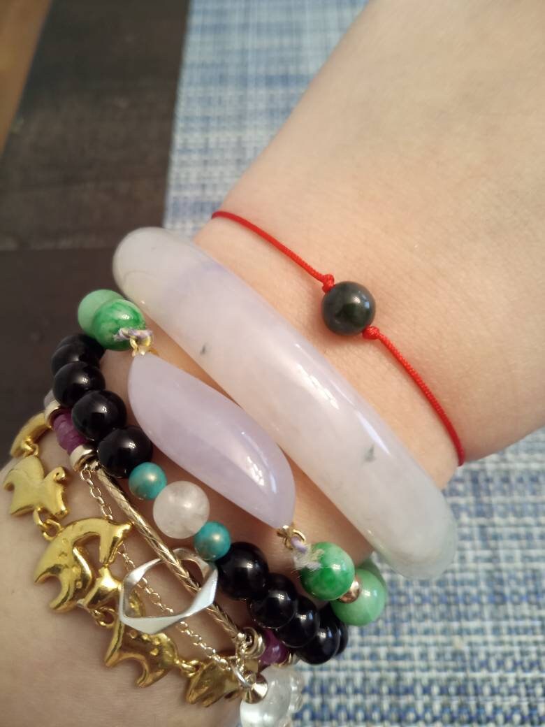 Burmese Jadeite Jade Red String Bracelet