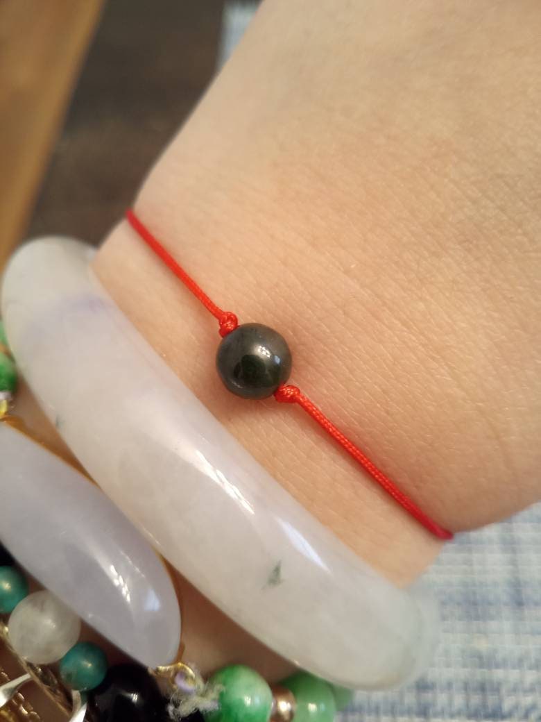 Burmese Jadeite Jade Red String Bracelet