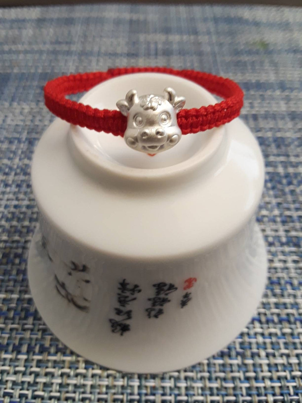 Sterling Silver Chinese Year of Ox (2021) Lucky Chinese Red String Shamballa Bracelet 純銀幸運紅繩手鍊 牛年行大運 牛轉乾坤