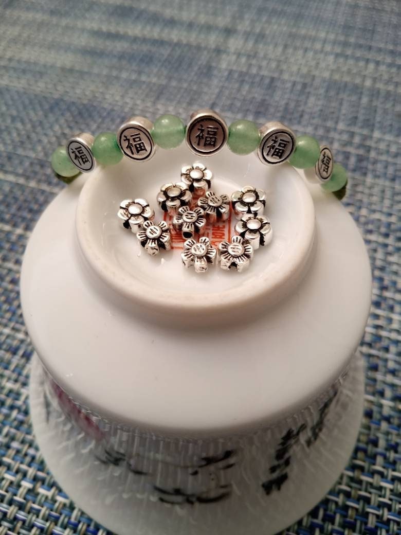 Sterling Silver Good Fortune/Flowers Lucky Chinese Red Shamballa  String Bracelet