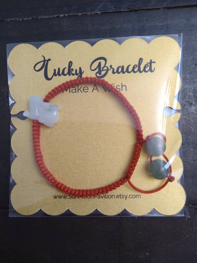 Natural Burmese Jadeite Jade Chinese Zodiac Charm Red String Shamballa Bracelet (Rabbit, Dragon, Rat and Many More)