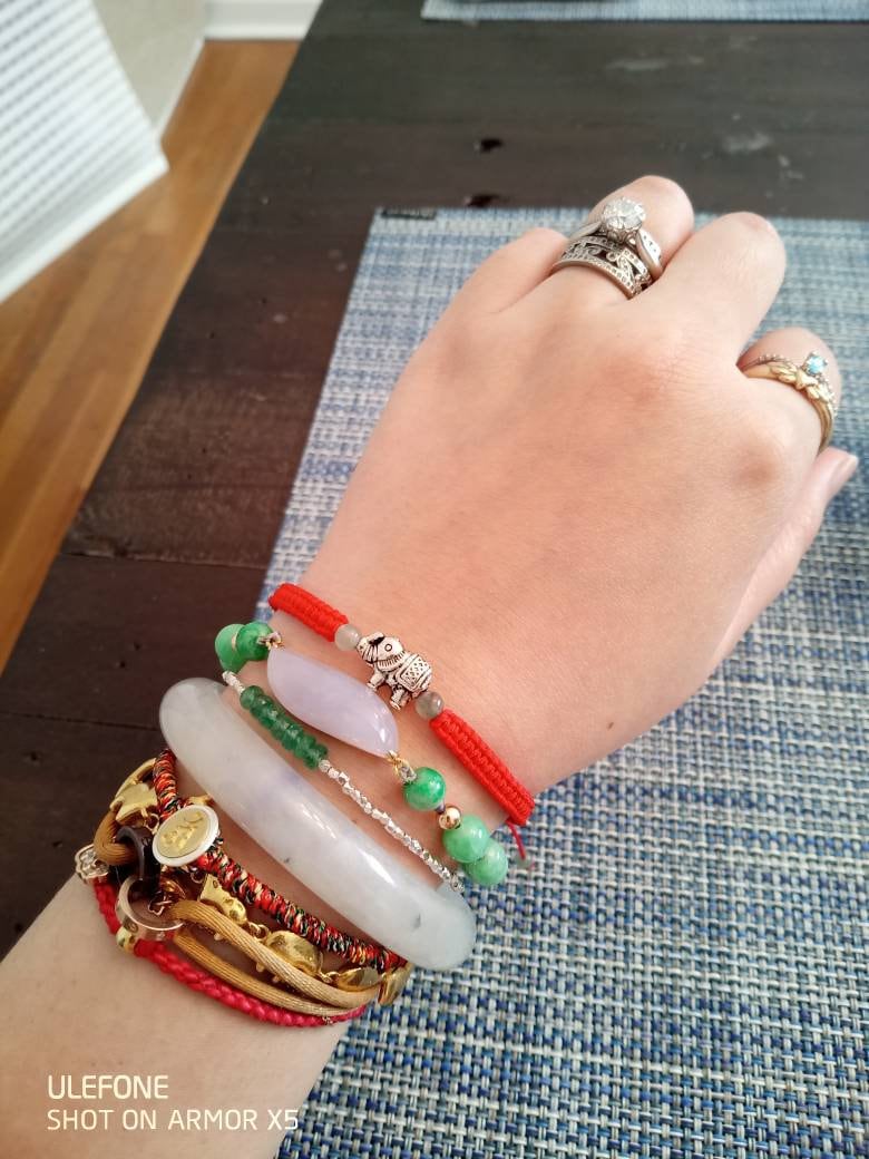 Lucky Chinese Red String Bracelet with one Zinc Elephant Bead