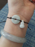 Natural Jadeite Jade Donut and Hulu Red String Rope Thread Bracelet