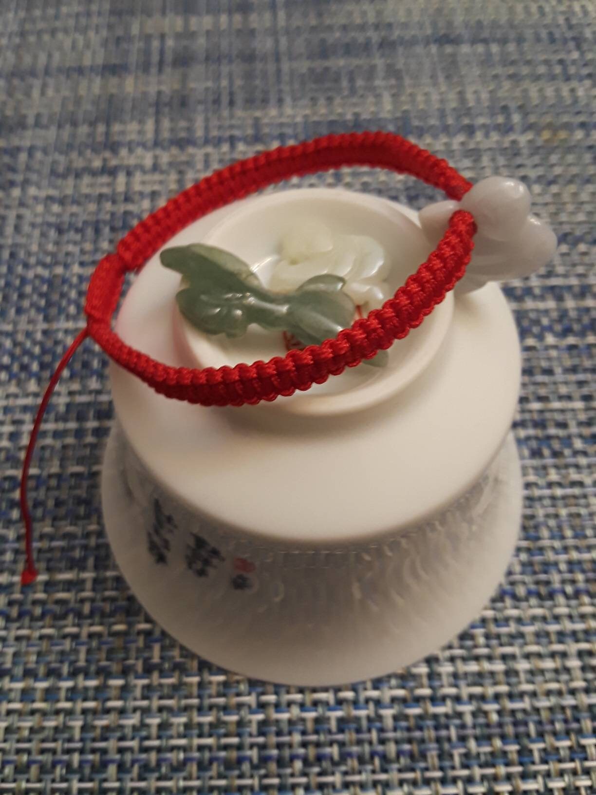 Lucky Chinese Red String Bracelet with Chinese Zodiac Jade Shamballa Bead (Monkey)