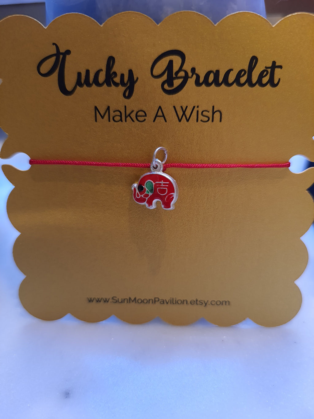 Sterling Silver Elephant Charm Chinese Red String Bracelet轉運紅繩手鍊