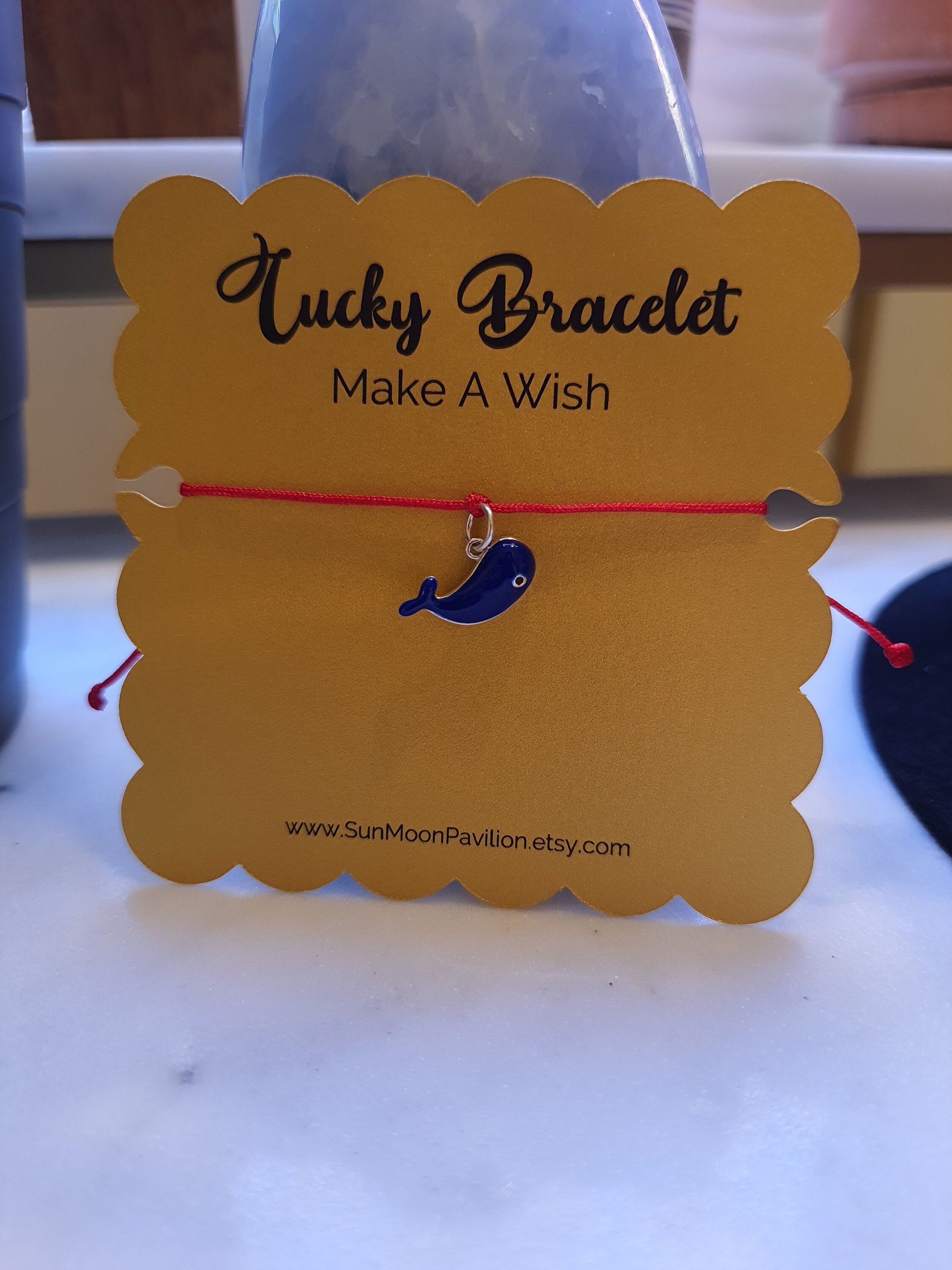 Sterling Silver Whale Charm Chinese Red String Bracelet轉運紅繩手鍊