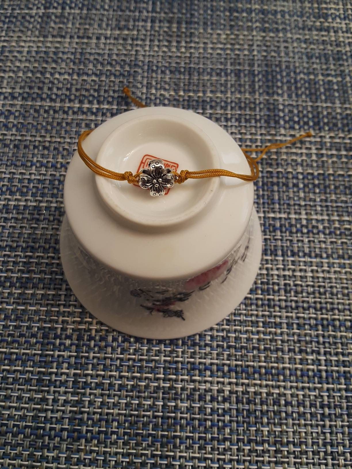 Sterling Silver Chinese Year of Ox (2021) Lucky Chinese Red Or Dark Gold String Bracelet