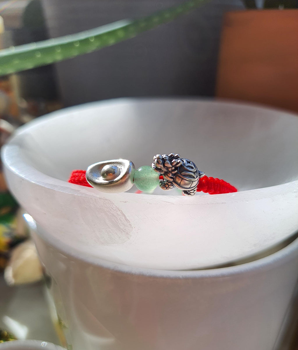 Sterling Silver Dragon Turtle Chinese Red String Shamballa Bracelet紅繩手鍊