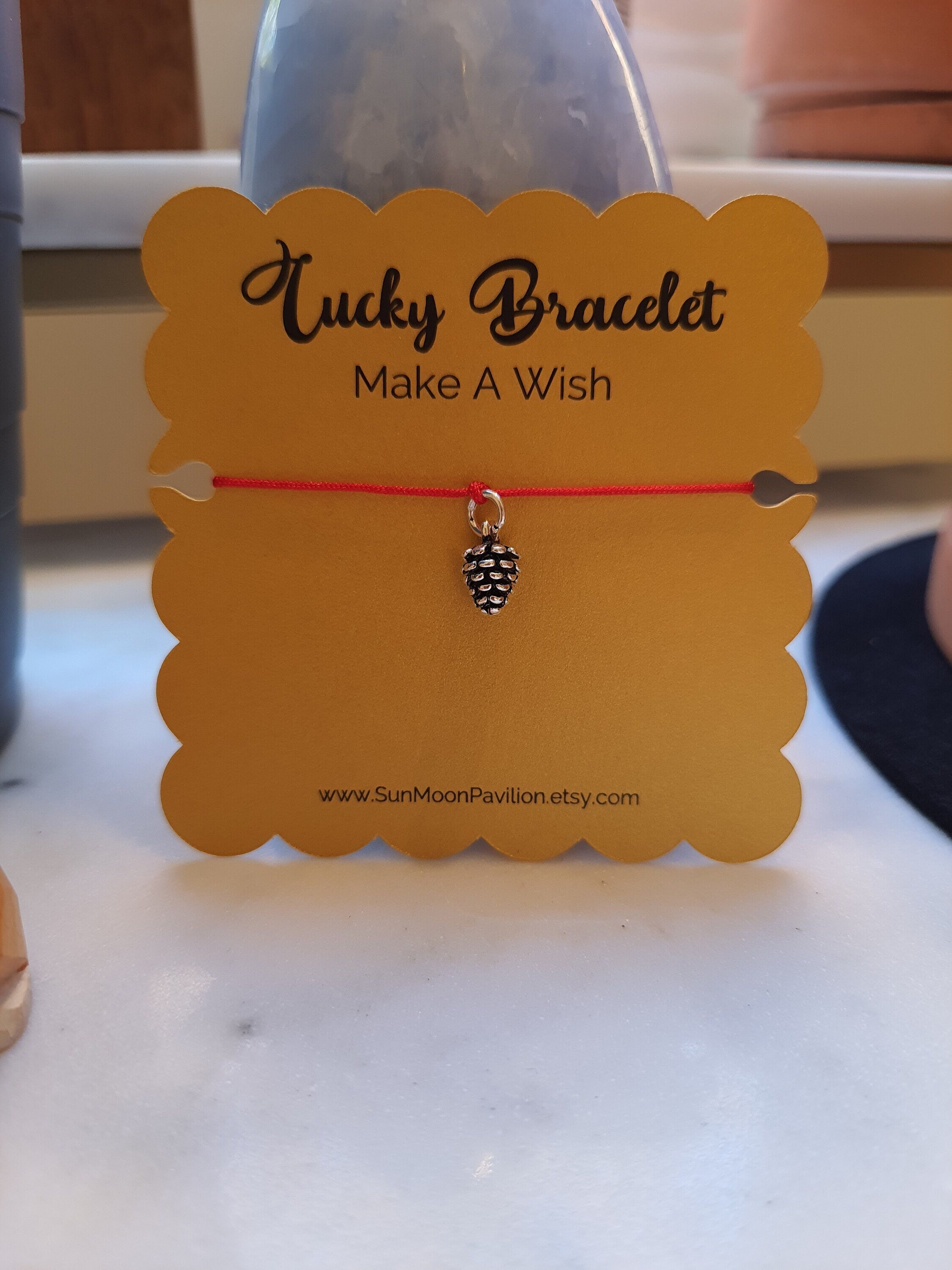 Sterling Silver Pine Cone Charm Chinese Red String Bracelet轉運紅繩手鍊 Winter Christmas Gift