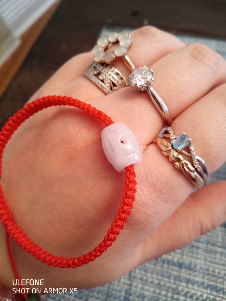 Chinese Money Barrel Burmese Jadeite Jade Lucky Red String Shamballa Bracelet