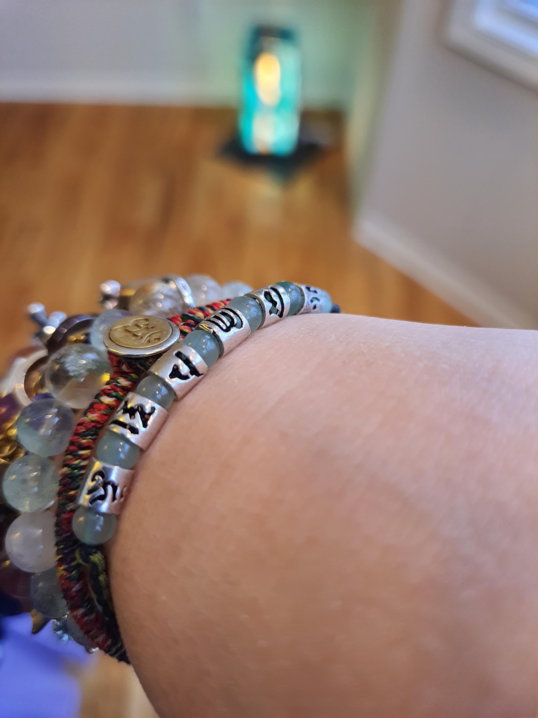 RED String Sterling Silver Six True Words Mantra String Bracelet