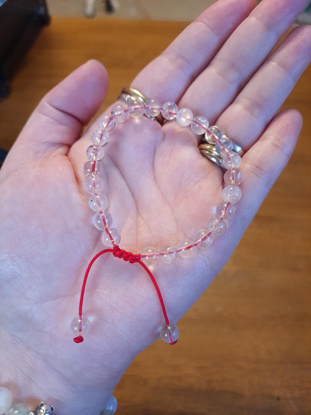 Natural Super Seven Quartz Beads Red String Shamballa Meditation Bracelet