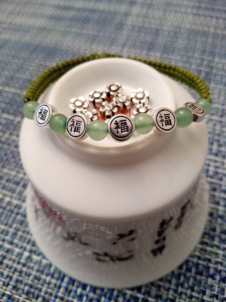 Sterling Silver Good Fortune/Flowers Lucky Chinese Red Shamballa  String Bracelet