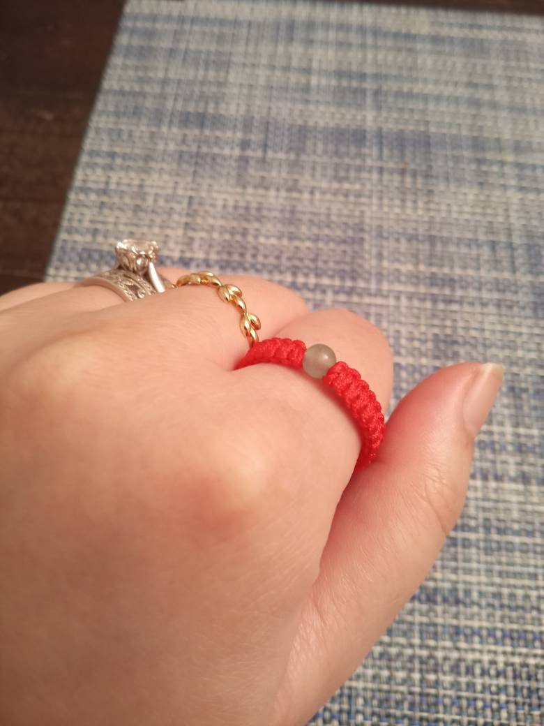 Aventurine Lucky Red String Shamballa Ring